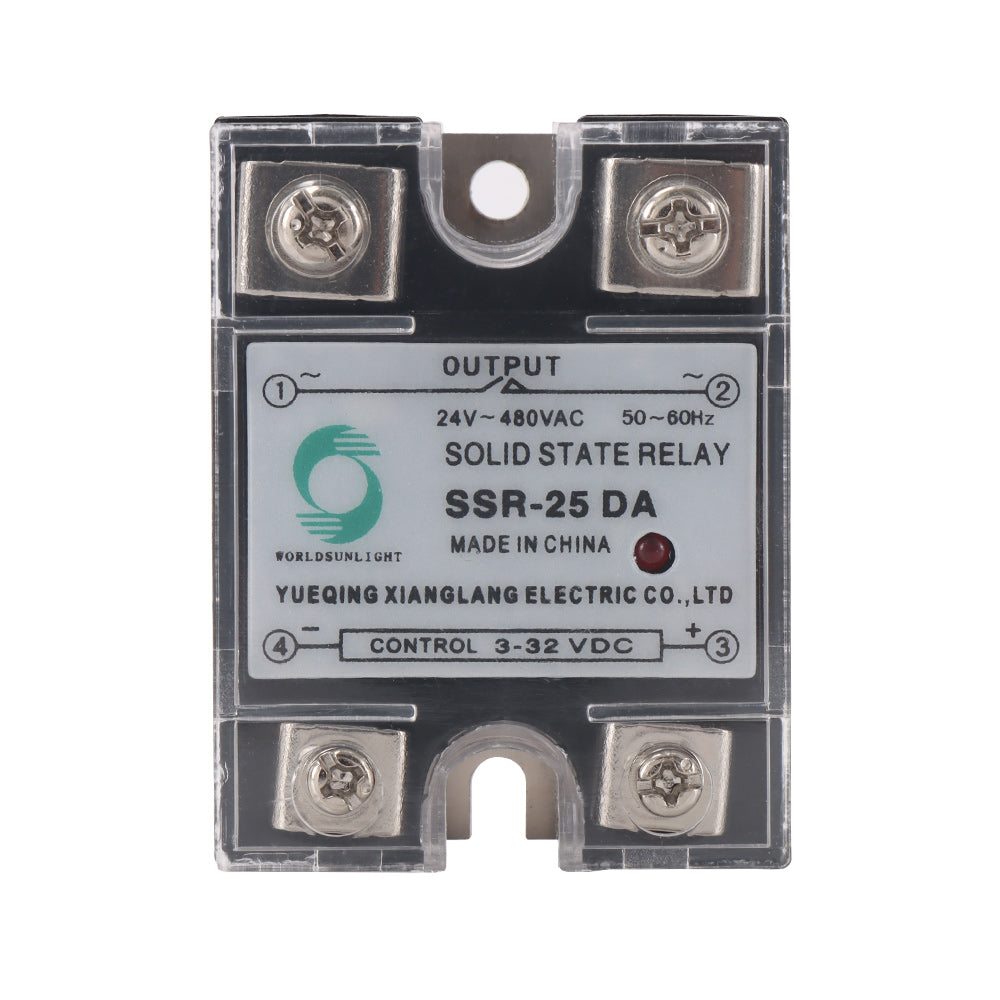 Solid State Relay SSR-25DA DC to AC Input 3-32VDC to Output 24-480VAC 25A Single Phase Plastic Cover