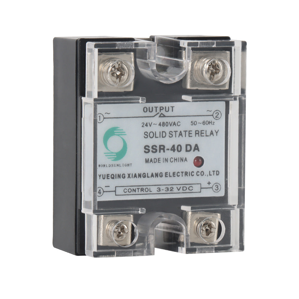 Solid State Relay SSR-40DA DC to AC Input 3-32VDC to Output 24-480VAC 40A Single Phase Plastic Cover