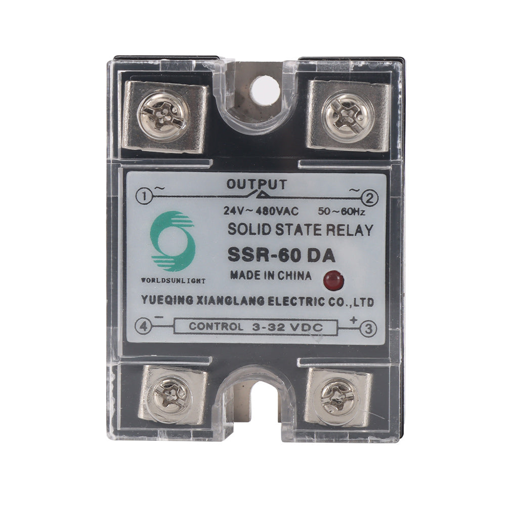 Solid State Relay SSR-60DA DC to AC Input 3-32VDC to Output 24-480VAC 60A Single Phase Plastic Cover