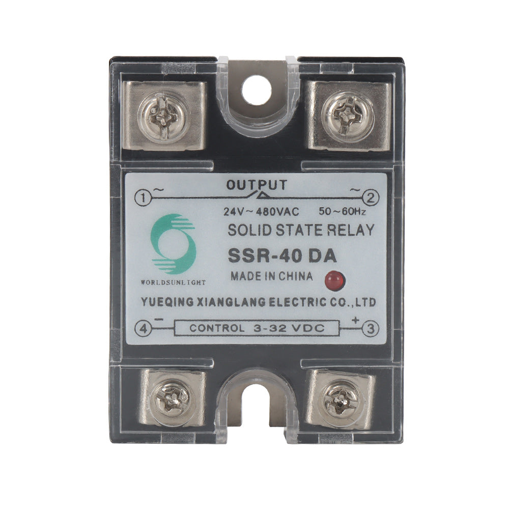 Solid State Relay SSR-40DA DC to AC Input 3-32VDC to Output 24-480VAC 40A Single Phase Plastic Cover