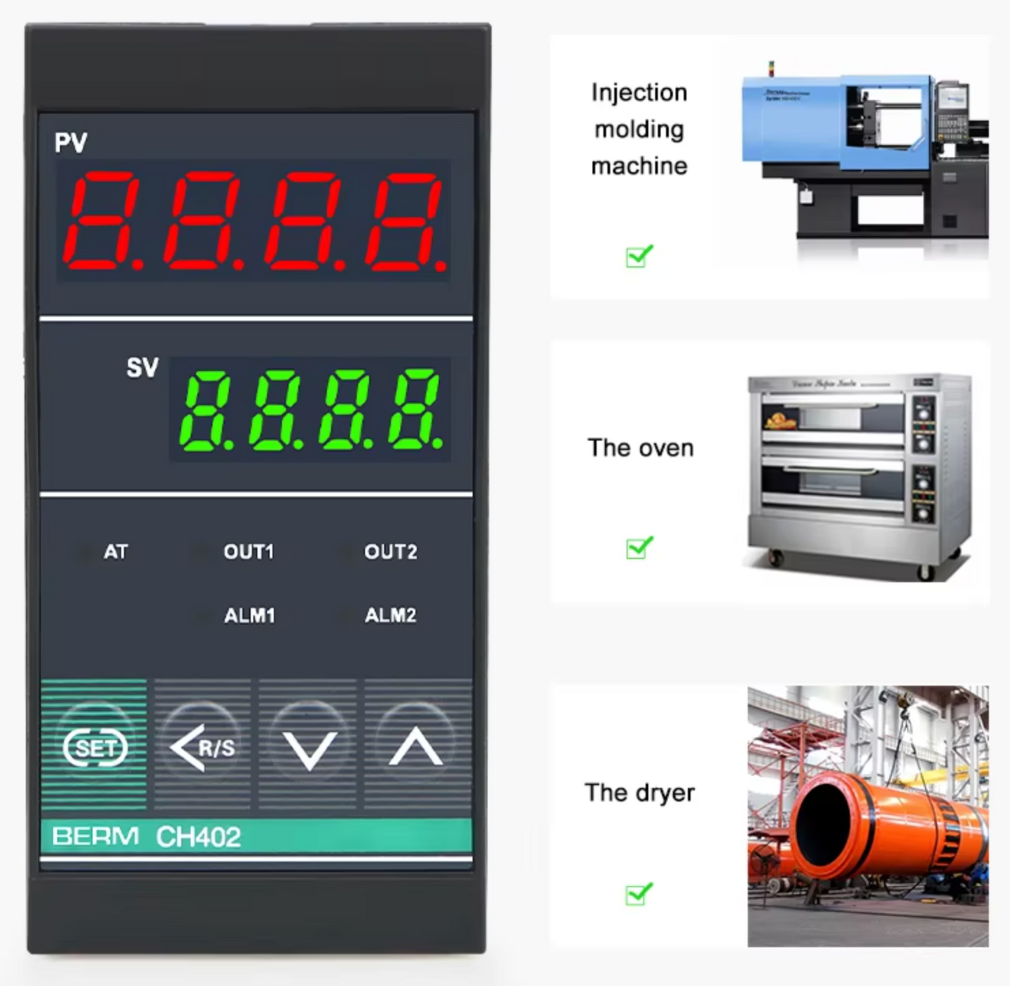 Temperature Controller BERM-CH402 48x96MM Digital Temperature Indicator Controller For Mechanical Output Relay or SSR