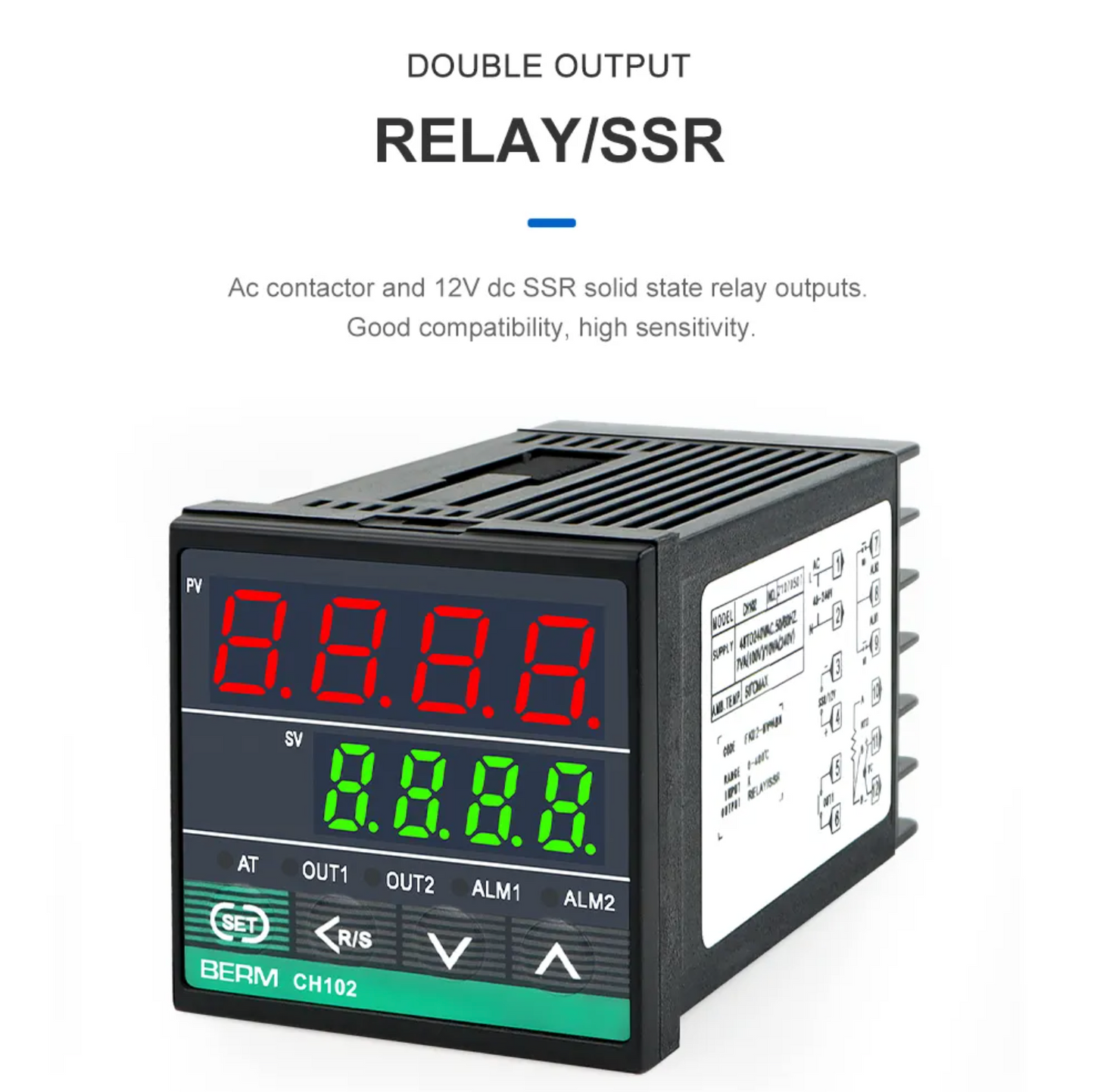 Temperature Controller BERM-CH102 48x48MM Digital Temperature Indicator Controller For Mechanical Output Relay or SSR