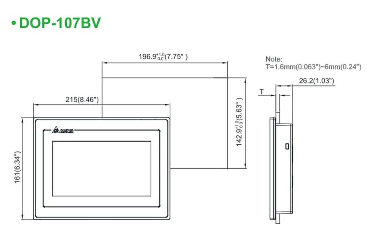 Delta 7" HMI Touch Screen DOP - 107BV Man Machine Interface Touch Panel (DOP - 107BV) - Sumiempaques Corp.