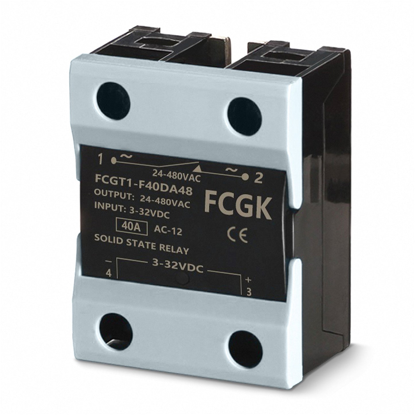 Solid State Relay FCGK SSR - 40DA DC to AC Input 3 - 32VDC to Output 24 - 480VAC 40A Single Phase Plastic Cover - Sumiempaques Corp.