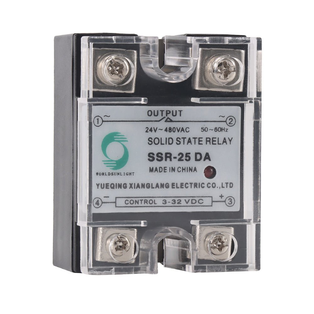 Solid State Relay SSR - 25DA DC to AC Input 3 - 32VDC to Output 24 - 480VAC 25A Single Phase Plastic Cover - Sumiempaques Corp.